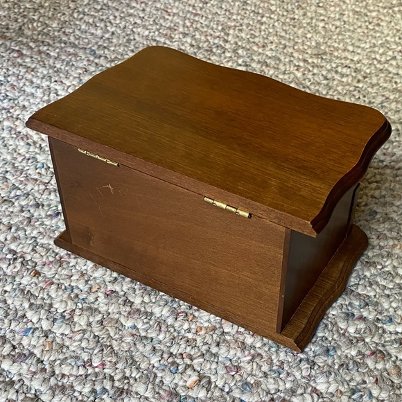 Wooden Jewelry Box Blush Interior Gold Accents - Picture 7 of 12